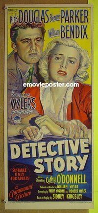 p222 DETECTIVE STORY Australian daybill movie poster '51 Douglas, Parker