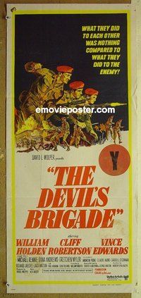 p224 DEVIL'S BRIGADE Australian daybill movie poster '68 Holden, Rennie