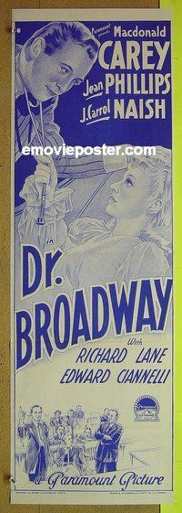 p239 DR BROADWAY Australian daybill movie poster '42 Macdonald Carey