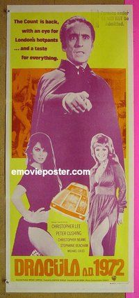 p240 DRACULA AD 1972 Australian daybill movie poster '72 Hammer, Cushing