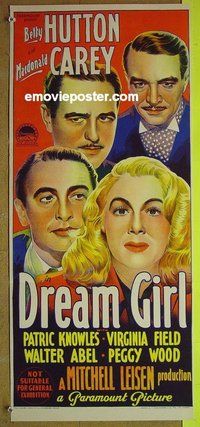 p242 DREAM GIRL Australian daybill movie poster '48 Betty Hutton, Carey