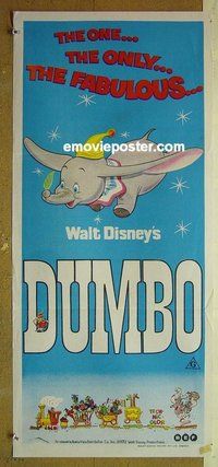 p243 DUMBO Australian daybill movie poster R72 Walt Disney classic!
