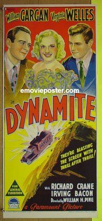 p245 DYNAMITE Australian daybill movie poster '49 laugh at death!