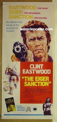 p246 EIGER SANCTION Australian daybill movie poster '75 Clint Eastwood