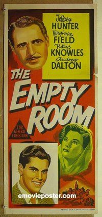 p248 EMPTY ROOM Australian daybill movie poster '50s Jeffrey Hunter