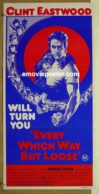 p256 EVERY WHICH WAY BUT LOOSE Australian daybill movie poster '78 Eastwood