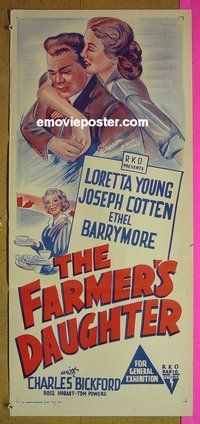 p265 FARMER'S DAUGHTER Aust daybill R50s Loretta Young, Joseph Cotten, Ethel Barrymore