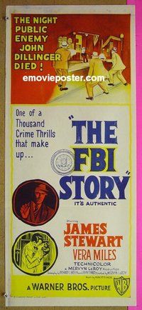 p267 FBI STORY Australian daybill movie poster '59 James Stewart, Miles
