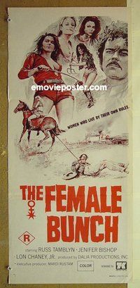 p268 FEMALE BUNCH Australian daybill movie poster '69 sexy western!