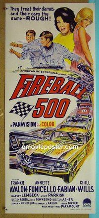 p270 FIREBALL 500 Australian daybill movie poster '66 car racing!