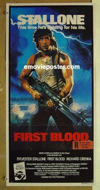 p271 FIRST BLOOD Australian daybill movie poster '82 Rambo, Stallone