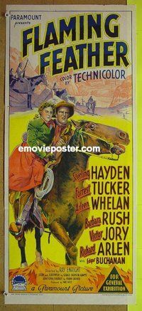 p275 FLAMING FEATHER Australian daybill movie poster '52 Sterling Hayden