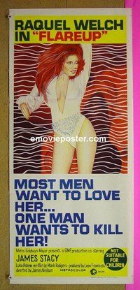 p276 FLAREUP Australian daybill movie poster '70 sexy Raquel Welch!