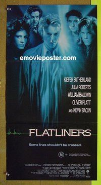 p278 FLATLINERS Australian daybill movie poster '90 Sutherland, Roberts