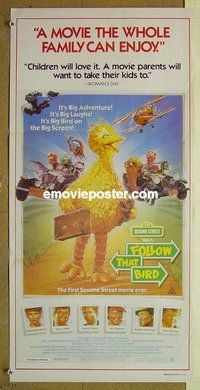 p284 FOLLOW THAT BIRD Australian daybill movie poster '85 Sesame Street!