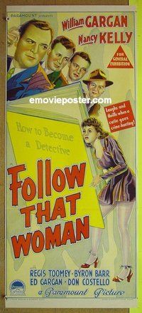 p286 FOLLOW THAT WOMAN Australian daybill movie poster '45 Nancy Kelly