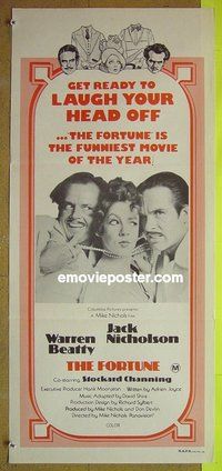 p295 FORTUNE Australian daybill movie poster '75 Jack Nicholson, Beatty