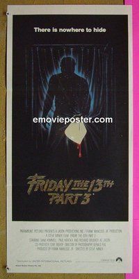 p305 FRIDAY THE 13th 3 - 3D Australian daybill movie poster '82 Savage