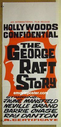p316 GEORGE RAFT STORY New Zealand daybill '61 Jayne Mansfield, Neville Brand!