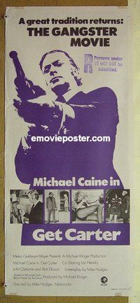 p317 GET CARTER Australian daybill movie poster '71 Michael Caine, Ekland