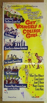 p318 GET YOURSELF A COLLEGE GIRL Australian daybill movie poster '64 Mobley
