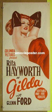 p321 GILDA Australian daybill movie poster R50s Rita Hayworth, Glenn Ford