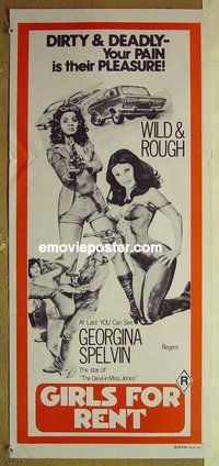 p324 GIRLS FOR RENT Australian daybill movie poster '74 Georgina Spelvin