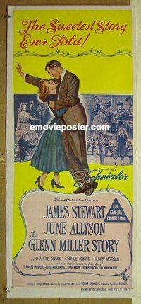 p327 GLENN MILLER STORY Australian daybill movie poster R60s James Stewart