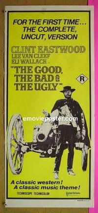 p336 GOOD, THE BAD & THE UGLY Australian daybill movie poster R70s Eastwood