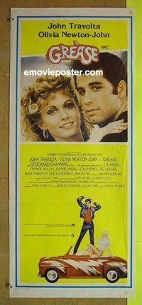 p343 GREASE Australian daybill movie poster '78 John Travolta,Newton-John
