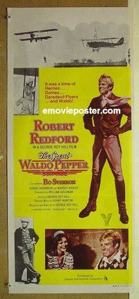 p345 GREAT WALDO PEPPER Australian daybill movie poster '75 Robert Redford