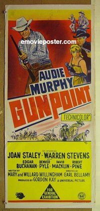 p350 GUNPOINT Australian daybill movie poster '66 Audie Murphy