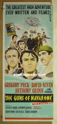 p351 GUNS OF NAVARONE Australian daybill movie poster '61 Gregory Peck