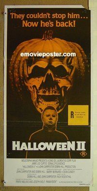 p355 HALLOWEEN 2 Australian daybill movie poster '81 Jaime Lee Curtis