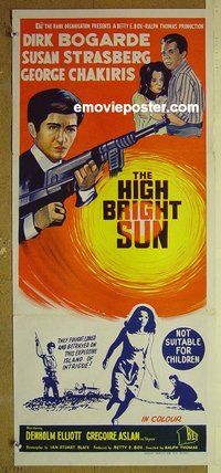 p370 HIGH BRIGHT SUN Australian daybill movie poster '64 Dirk Bogarde