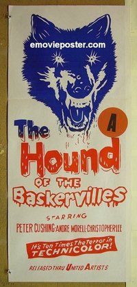 p376 HOUND OF THE BASKERVILLES Australian daybill movie poster R70s Cushing