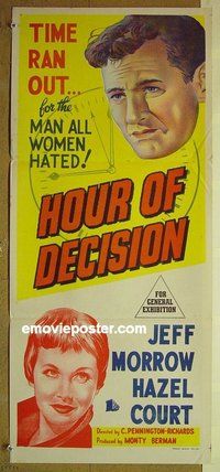 p377 HOUR OF DECISION Australian daybill movie poster '57 Jeff Morrow