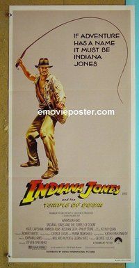 p391 INDIANA JONES & THE TEMPLE OF DOOM whip style Australian daybill movie poster #1