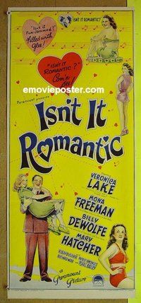 p401 ISN'T IT ROMANTIC Australian daybill movie poster '48 Veronica Lake