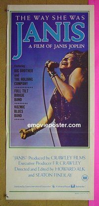 p404 JANIS Australian daybill movie poster '75 Joplin, rock 'n' roll!