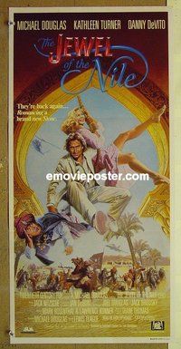 p407 JEWEL OF THE NILE Australian daybill movie poster '85 Michael Douglas