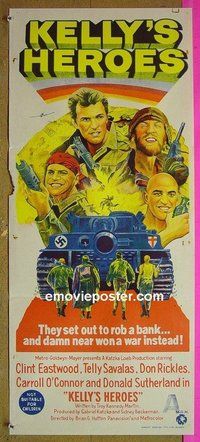 p413 KELLY'S HEROES Australian daybill movie poster '70 Clint Eastwood