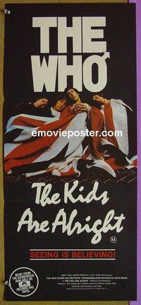 p415 KIDS ARE ALRIGHT Australian daybill movie poster '79 The Who, rock!