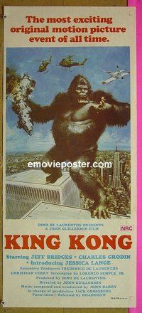 p416 KING KONG Australian daybill movie poster '76 BIG Ape,Jessica Lange