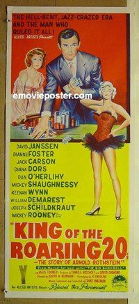 p419 KING OF THE ROARING 20's Australian daybill movie poster '61 Janssen
