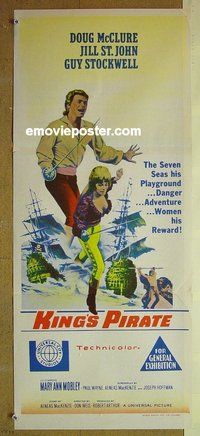 p421 KING'S PIRATE Australian daybill movie poster '67 Doug McClure