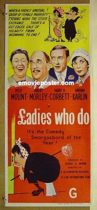 p423 LADIES WHO DO Australian daybill movie poster '63 Robert Morley