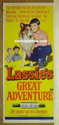 p424 LASSIE'S GREAT ADVENTURE Australian daybill movie poster '63 Lockhart