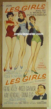 p429 LES GIRLS Australian daybill movie poster '57 Gene Kelly, Mitzi Gaynor