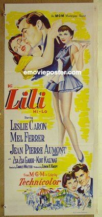 p436 LILI Australian daybill movie poster R60s Leslie Caron, Mel Ferrer